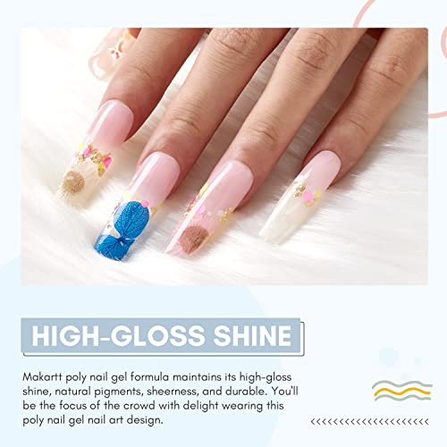 Makartt Poly Nail Gel Clear 50ML Gel Builder for Natural-Looking Crystal-clear Nail Strengthener 3D Molding Gel for Trendy Nail Art Designs-Long-Lasting and Easy to Use Supplies for DIY Salon Quality