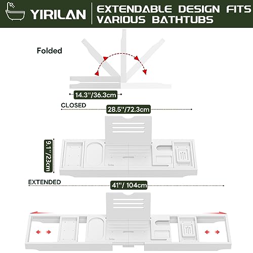 Premium Bathtub Tray Caddy - Expandable Bath Tray - Unique House Warming Gifts, New Home, Anniversary & Wedding Gifts for Couple, Bridal Shower Gift for Women