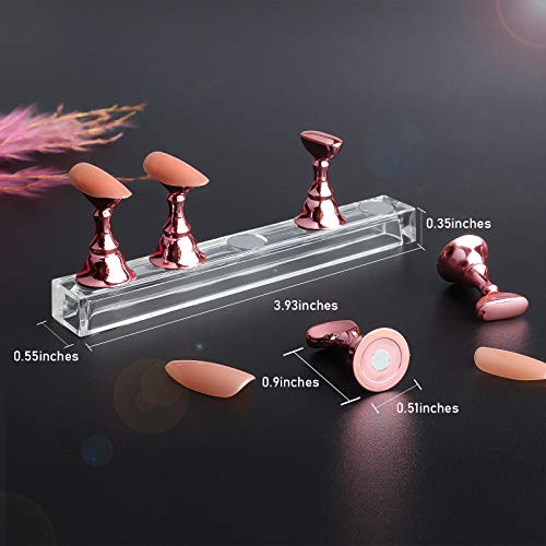 2 Sets Pink Nail Stand for Press on Nails Display, Magnetic Fake Nails Holder for Painting Nails Practices, Beginner Acrylic Nail Art Kit Accessories, Nail Salon Equipment and Decor