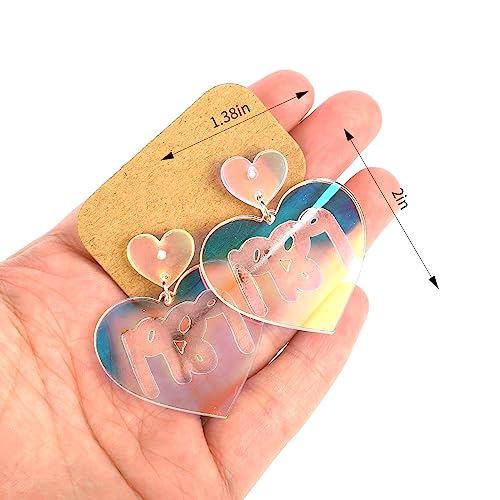 TS Lover Heart Earrings, Acrylic 1989 Earrings Eras Tour Outfits for Women Girls Music Fans, TS Heart Shaped Earrings Jewelry for Concert Outfit Gifts (Heart)