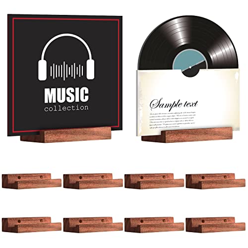 10 Pcs Vinyl Record Shelf Wall Mount Wood Wall Record Holder Vinyl Record Shelves Record Album Display Holder for LP CD Book Art Storage Vintage Home Decor (Deep Brown,1.92 x 4.01 x 0.98 Inch)