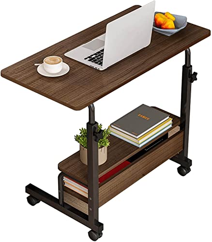 Small Desk for Laptop Small Space Portable Desk Living Room Sofa Bedroom Bedside with Storage Home Office Desk Adjustable Height Desk Removable Home Office Desk Furniture Size 31.5 * 15.7 in Brown A