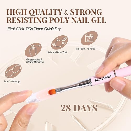 Morovan Poly Gel Nail Kits Starter Kit: Poly Nail Gel Kit for Beginners Poly Gel Kits with U V Light Gel Nail Kit DIY Extension Gel Kit Poly Nail Gel Kit with Everything