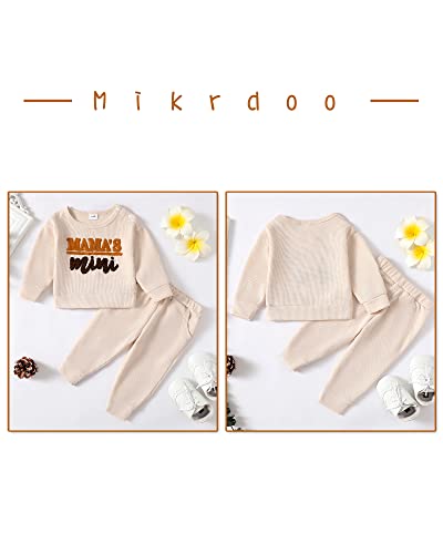 Mikrdoo Toddler Girls Clothes 2T 3T Baby Girl Outfits Long Sleeve Sweatshirt Top Pants Set Little Girl Clothes Fall Winter Clotheing 2t-3t Apricot