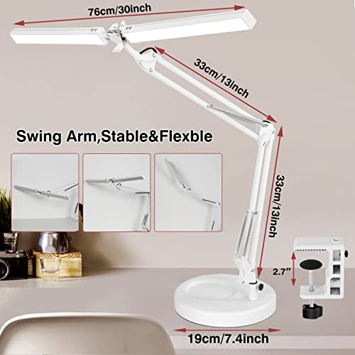 EOOKU Desk Lamps for Home Office, Drafting Table Architect Desk lamp Swing arm lamp (White)