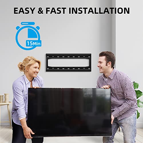 HOME VISION TV Wall Mount Fixed for Most 26-55 inch Flat/Curved TVs, Low Profile TV Mount, Wall Mount TV Bracket with Max VESA 400X400mm up to 99lbs Fits 16” Wood Studs, Quick Release Lock