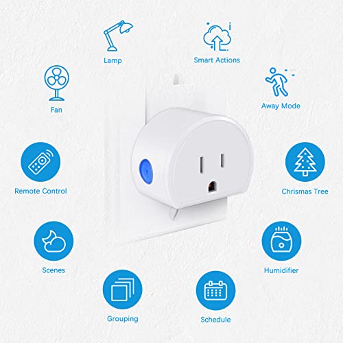 Smart Plug Mini 4-Pack, SURNICE Smart Home Wi-Fi Outlet Work with Alexa and Google Home for Voice Control, Timer, Group Controller, No Hub Required, 2.4G Wi-Fi Only, White