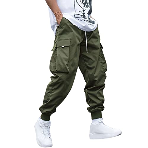 ZAFUL Men's Flap Pocket Drawstring Techwear Cargo Pants Athletic Elastic Joggers Casual Trousers Sweatpants