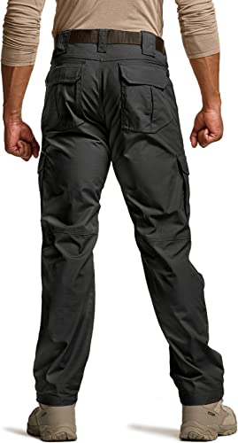 CQR Men's Tactical Pants, Water Resistant Ripstop Cargo Pants, Lightweight EDC Work Hiking Pants, Outdoor Apparel, Duratex Mag Pocket Black, 34W x 30L