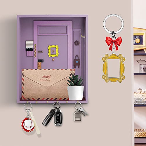 VUEJIC Friends Key Holder & Monica's Door Frame Keychain Cute Home Gift for TV Show Merchandise Lovers, Purple Handmade Key Hooks,Vintage Home Decorative Wall, Organizer Mail Holder for Wall.