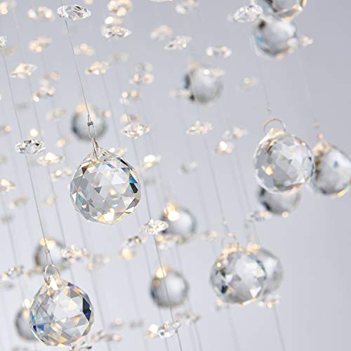 Bestier Modern Crystal Round Raindrop Chandelier Lighting Flush Mount LED Ceiling Light Fixture Pendant Lamp for Dining Room Bathroom Bedroom Livingroom 8 GU10 Bulbs Required 20 in Wide 34 inch High