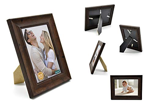 DECANIT 8x10 Picture Frames Rustic Distressed Brown Wood Pattern High Definition Glass for Table Top Display and Wall Mounting Photo Frame，Pack of 2