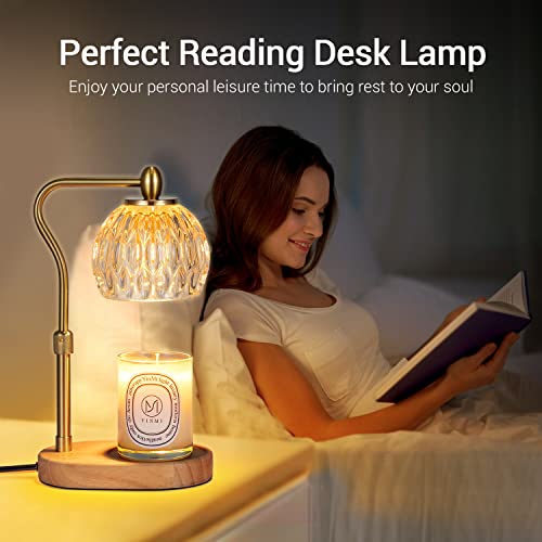 NVRGIUP Candle Warmer, Candle Warmer Lamp with Timer & Dimmer Candle Warmer Height Adjustable Scented Candles, Candle Warmer with 2 * 50W Bulbs for Home Decor (Gold)