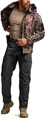 CQR Men's Tactical Pants, Water Resistant Ripstop Cargo Pants, Lightweight EDC Work Hiking Pants, Outdoor Apparel, Duratex Mag Pocket Black, 34W x 30L