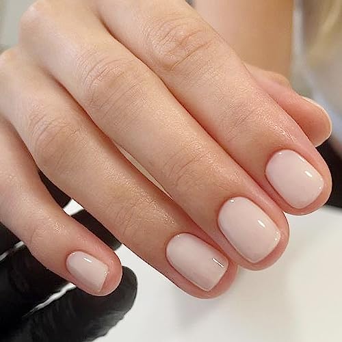 Short Square Fake Nails Press on Nails Acrylic French Tips Nails Light Pink Nails for Women and Girls 24 Pcs Artificial Manicure Nails