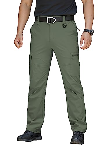 MANSDOUR Men's Hiking Pants Lightweight Quick Dry Work Cargo Pants for Men Water Resistant Tactical Trousers Outdoor Travel Fishing Pants Breathable Causal Camping Pants with Multi Pockets