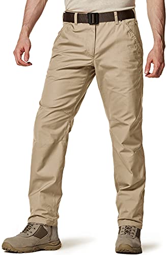 CQR Men's Ripstop Work Pants, Water Repellent Tactical Pants, Outdoor Utility Operator EDC Straight/Cargo Pants, Utility Straight(twp301) - Khaki, 32W x 34L