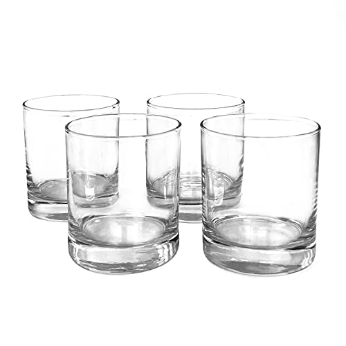 Old Fashioned Glass for Candlemaking, Votive Holder 4 Pack - Made Clear Glass