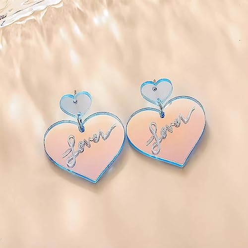 PNYFIL 4Pcs Heart Earrings Taylor Earrings lover necklace Lover Eras Tour Earrings Concert Outfits For Women Heart Earrings Dangle Reputation Speak Now Gifts For Swiftie Fans Women Arylic TS Lover