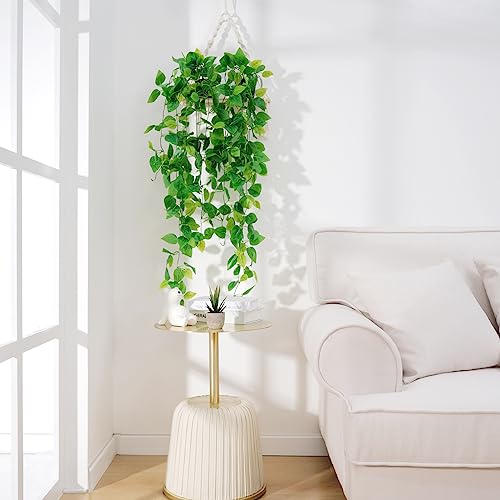 BLEUM CADE Fake Hanging Plants, 2pcs Artificial Hanging Plant, Faux Pothos Vines Hanging Plant Greenery for Wall Home Living Room Indoor Outdoor Decor (No Baskets)