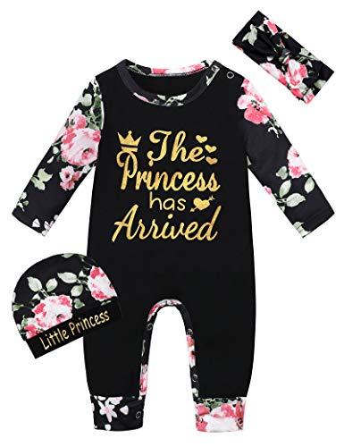 Newborn Baby Girl Clothes Infant Winter Onesies Floral Romper Footless 3PCS Baby Girl Outfits Set 0-3 Months