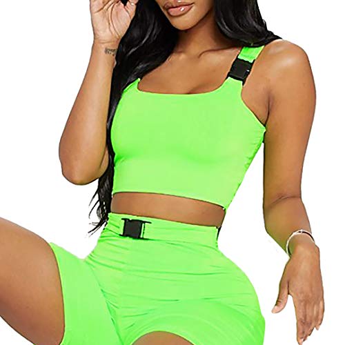 Mocure Sexy Neon Sleeveless Rave Crop Tops Trendy Colored Tank Bustier Top for Club