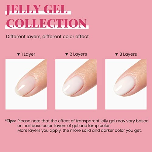 Beetles Neutral Gel Nail Polish 15ml Milky White Jelly Gel Polish Set Nude Color Translucent Nail Gel Soak Off U V LED Nail Lamp Jelly Sheer Gel Polish Nail Art Gel 0.5Oz