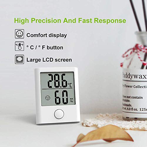 Digital Hygrometer Indoor Thermometer Humidity Meter Mini Hygrometer Thermometer with and Humidity Monitor,3s Fast Refresh Accurate Temperature Humidity for Home, Office, Baby Room (White)