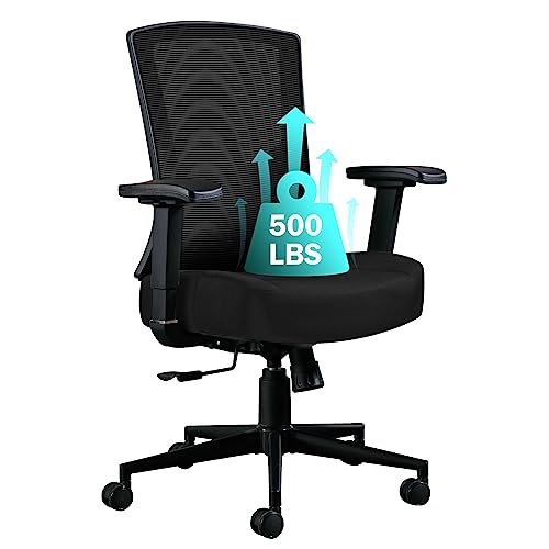 Blue Whale Big and Tall Office Chair 500lbs, Ergonomic High Back Computer Desk Chair for Heavy People with 2D Adjustable Waist Support and Heavy Duty