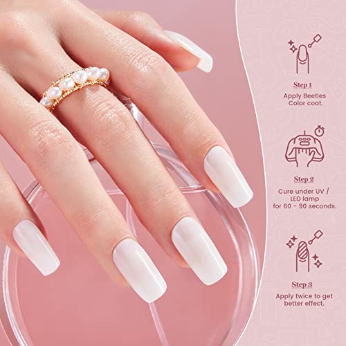 Beetles Neutral Gel Nail Polish 15ml Milky White Jelly Gel Polish Set Nude Color Translucent Nail Gel Soak Off U V LED Nail Lamp Jelly Sheer Gel Polish Nail Art Gel 0.5Oz