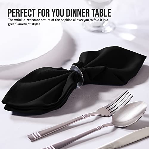 Utopia Home Black Cloth Napkins (12 Pack, 20x20 Inches), Ideal Dinner Napkins for Party, Wedding and Lunch/Dinner