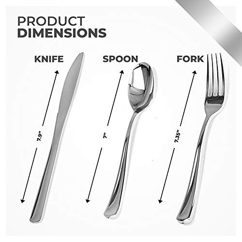 Stock Your Home 125 Disposable Heavy Duty Plastic Knives, Fancy Plastic Silverware Looks Like Real Cutlery - Utensils Perfect for Catering Events, Restaurants, Parties and Weddings (Silver)