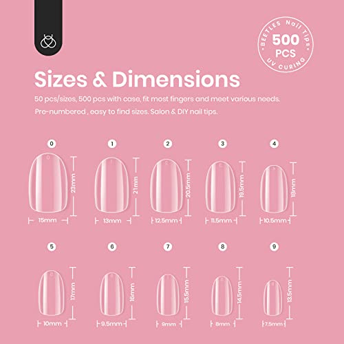 Beetles Gel Nail Kit with Soft Gel Nail Tips, 500Pcs Pre shaped Short Oval Almond Clear Press on Gelly Tips Full Cover False Nails for Gel Art Polish Soak off Easy Nail Extensions Acrylic Nails