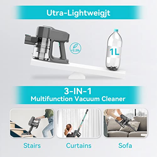 DEVOAC 𝙐𝙥𝙜𝙧𝙖𝙙𝙚 N300 Cordless Vacuum Cleaner, 6 in 1 Ultra-Lightweight Stick Vacuum, 2200mAh Battery Up to 40mins Runtime, Powerful Handheld Vacuum for Hard Floor Carpet Pet Hair Home