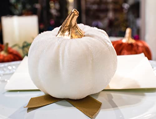 Velvet Pumpkins, 18 PCS Fall Table Decorations for Home, Artificial Pumpkins Set for Fall Autumn Harvest, Thanksgiving, Wedding