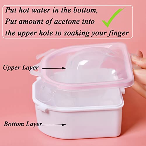 Nail Soaking Bowl, Gel Nail Polish Remover Kit, Manicure Bowl for Hand, Dip Powder Remover Tools, Nail Soak Off Bowl for Acrylic Nails, Nail Brush, Cuticle Pusher, Cuticle Peeler, 100/180 Nail File, Buffer Block