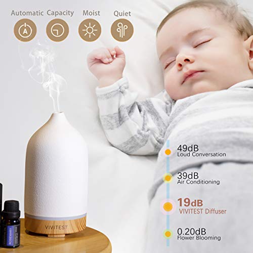 VIVITEST Ceramic Diffuse,Stone Essential Oil Diffuser, Ultrasonic Aromatherapy Diffusers (100ML)