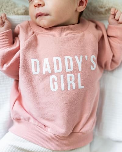 CREAIRY Newborn Baby Girl Outfits Daddy’s Girl Sweatshirt Long Sleeve T-Shirt Tops Pants Set Sweatsuit Toddler Fall Clothes (Pink, 12-18 Months)