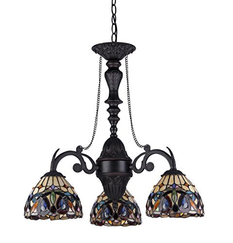 Chloe Lighting CH33353VR21-DC3 Serenity Tiffany-Style Victorian 3-Light Mini Chandelier, 25.8 x 20.5 x 20.5, Bronze