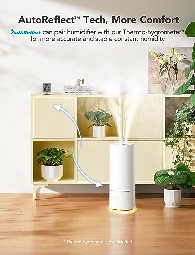 GoveeLife Smart 6L Humidifiers for Home Large Room, Top Fill Coll Mist Humidifier for Bedroom Last Up to 60H, Dual 360° Rotation Nozzles, Voice Control, WiFi Essential Oil Diffuser for Baby, Plants