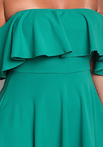 ROSIANNA Women's Off Shoulder Strapless Ruffle Mini Plus Size Swing Dresses (Green, XXL)