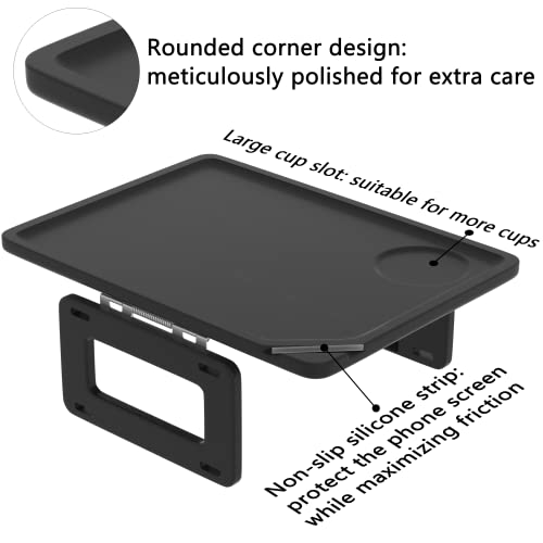 Multi-Function Arm Clip Table Tray For Couch, Sofa with Armrest Suitable for Home Drinks/Fast Food/Fruit Etc, Large Size Black