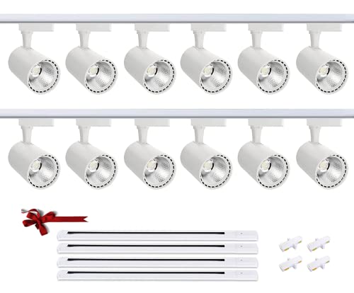 12-Lights Track Lighting Compelete Kit, 20W LED Track Lighting System 3000K Warm White Track Ceiling Light Fixture with Extra 13ft Track Rails Track Lighting