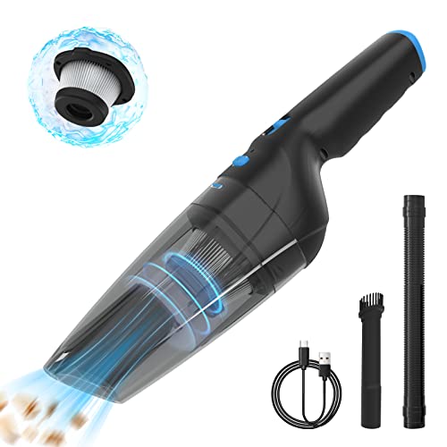 Cordless Handheld Vacuum Cleaner, Car Vacuum Cordless Rechargeable with 20 Mins Runtime, Powerful Lightweight Hand Held Vacuum with 10000 Pa Strong Suction for Mini Vacuum for Pet, Car, Home（Blue）