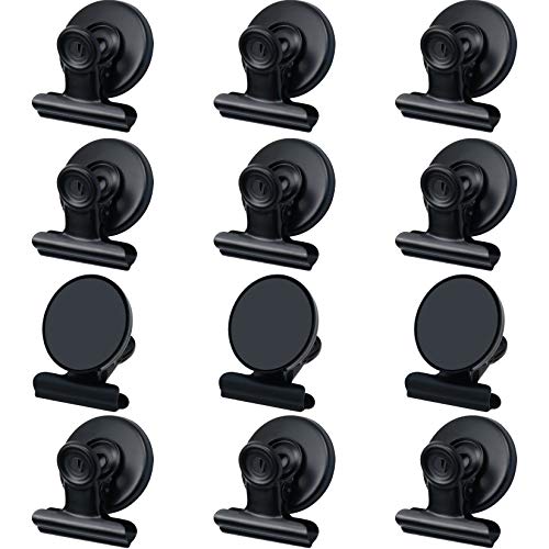 12pack Fridge Magnets Refrigerator Magnets Magnetic Clips Heavy Duty Detailed List Display Fasteners on Home& Kitchen (Black, 12)