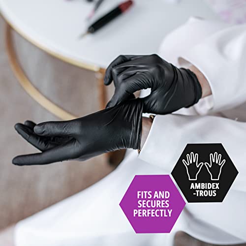 MED PRIDE Black Nitrile Examination Gloves Medium [Box of 50]- 4 Mil Thick Disposable Latex/Powder-Free Surgical Gloves For Doctors Hospital & Home Use