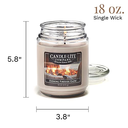 CANDLE-LITE Scented Evening Fireside Glow Fragrance, One 18 oz. Single-Wick Aromatherapy Candle with 110 Hours of Burn Time, Off-White Color