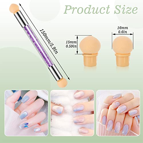 17 in 1 Set Nail Sponges for Ombre, Double-Head Ombre Brush for Gel Nails with 16 Pcs Replacement Head