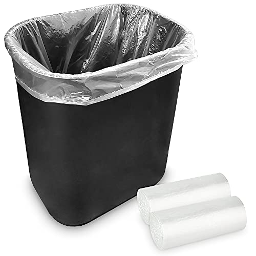 Stock Your Home Clear 2 Gallon Trash Bag (100 Pack) Un-Scented Small Garbage Bags for Bathroom Can, Mini Waste Basket Liner, Plastic Liners for Office Trashcan and Dog Poop, Bulk Household Supplies