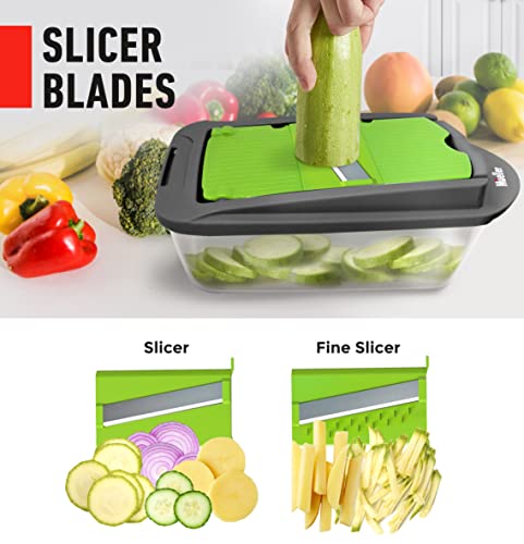 Mueller Pro-Series 10-in-1, 8 Blade Vegetable Chopper, Onion Mincer, Cutter, Dicer, Egg Slicer with Container